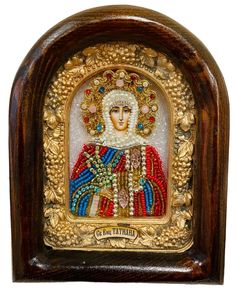 Икона Татиана (Татьяна) Римская, Мученица, из бисера, ручная работа, 11х14 см ИП Кондратьева А. В.