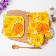 Кух. набор 2 пр. Доляна Cолнечный , прихватка 17x17 , рукавица 26х16 , 100% п/э