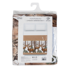 Покрывало "Этель" евро Олени в зимнем лесу, 210*215 см, 100% хлопок