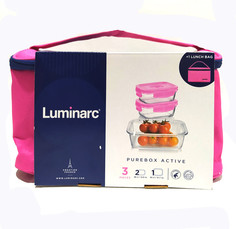 Набор контейнеров PURE FL RIM 3 штуки в розовой термосумке Luminarc