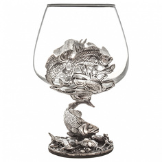 Город Подарков Бокал для коньяка Рыбалка "Окунь" Royal (неи?зильбер) в подарочной коробке