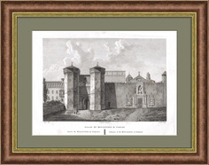 Монастырь Поблет в Испании. Редкая старинная гравюра Франция