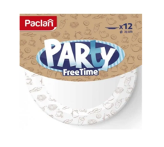 Бумажные тарелки Paclan Standard 230 мм цветные, 12 шт.