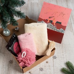 Новогодний подарочный набор Хэппи нью йеар полотенце 50х90, 30х60 и аксессуары 5 предм Этель