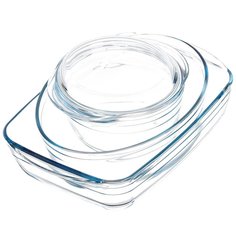 Форма для запекания стекло 3 шт 30х21 35х23 18 см 2.6 2 1.4 л с крышкой бесцветная Pyrex E