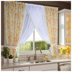 Штора для кухни Nivasan Сильвия цветная лимон 400*180