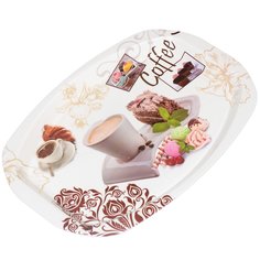 Поднос пластик, 40.5х28 см, овальный, Кофе с корицей/Микс, Y4-2659 No Brand