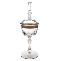 Вазочка с крышкой h - 30 см на ножке Crystalite Bohemia Джесси Платина 085139