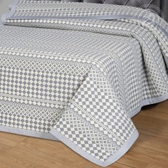 Покрывало Жаккардовое Лагуна синяя 220х235 Евростандарт 100% Хлопок