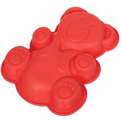 Форма для запекания силикон, 16.5х20 см, фигурная, красная, Медведь, Y3-1314 No Brand