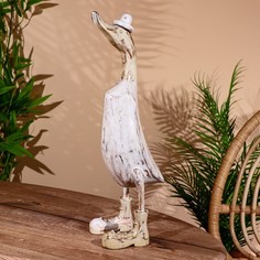 Сувенир Утка в белом дерево 45 см No Brand