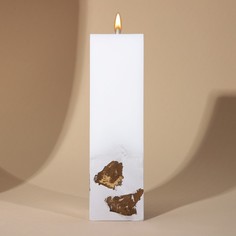 Свеча интерьерная белая с бетоном (поталь), 5 х 5 х18 см No Brand