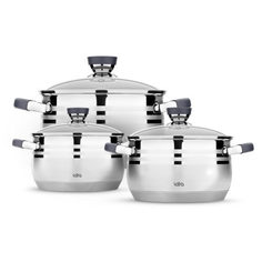 Набор посуды / LR02-120 / Mercury / 2.1 л / 3.9 л / 6.5 л / нержавеющая сталь No Brand