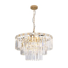 Подвесная люстра Eurosvet Elegante 10130/8 золото с прозрачным хрусталем Strotskis E14