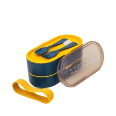 Ланчбокс "Matt", blue (ложка+вилка) No Brand