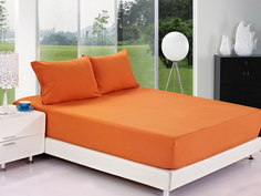 Простынь на резинке микрофибра терракотовая (М) 90x200, (высота-20 см) Valtery