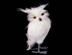 Декоративная фигурка ФИЛИН-ПУШИСТИК, белый, искуственный мех, перо, 31 см Koopman International