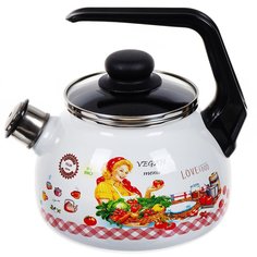 Чайник сталь 2 л со свистком ручка консольная СтальЭмаль Хозяюшка 4с210я