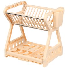 Сушилка для посуды пластик, 2 яруса, бежевая, Y4-6465 No Brand