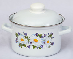 Кастрюля 1,5 л Лысьвенские эмали С-1608АП2/4 Ромашковое поле белый Лысьвенская эмаль