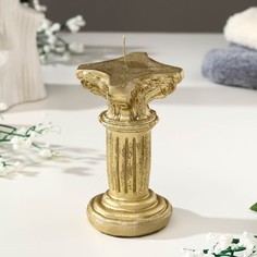 Свеча фигурная лакированная Колонна большая, 10х5 см, золото Богатство Аромата