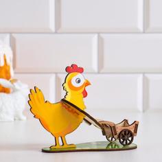 Подставка для яйца "Курица с тележкой", фанера No Brand