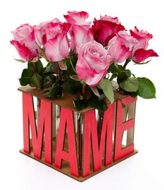Сборная Ваза,Eco Wood Art для цветов с колбами "Подарок маме"
