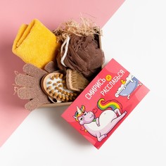 Подарочный набор "Расслабься" полотенце 30х60 см и банные аксессуары Этель