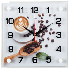 Часы настенные Рубин Кофе с любовью, квадрат, 25х25см, арабский циферблат, 2525-012