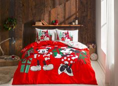 Постельное белье ранфорс MINNIE&MICKEY CHRISTMAS евро TAC-Турция.