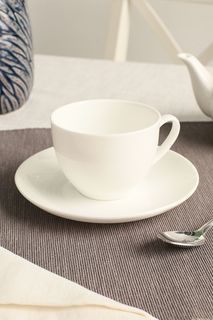 Чашка чайная с блюдцем 8x9 см COINCASA белый фарфор 7262966