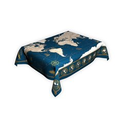 Скатерть непромокаемая "Карта Мира в морском стиле" синяя, 120*145 см Globus Off