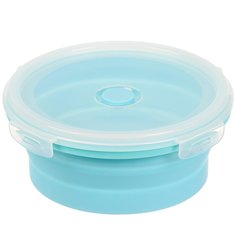 Контейнер пищевой пластик, 0.8 л, голубой, круглый, складной, Y4-6485 No Brand
