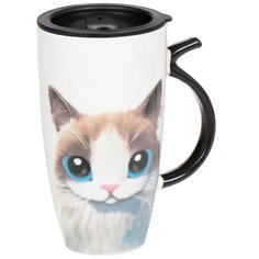 Кружка керамика, 640 мл, Котенок, с крышкой, Y4-3231 No Brand