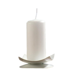 Подсвечник металл на 1 свечу Кварта, 2,7х7 см, белый No Brand