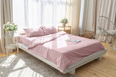 Комплект постельного белья ZonaSona однотонный Пудровый, 2 спальный, ПОПЛИН, нав. 50х70