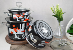 Набор посуды Микадо-5-1 (черная) Керченская эмаль