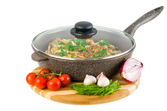 Сковорода глубокая Elan Gallery ГАРМОНИЯ ВКУСА Коричневый опал 28 см с крышкой, н/р