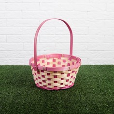 Корзины плетеная, бамбук, 21х21 см, H 10, 24 розовая No Brand