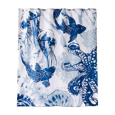 Занавеска штора Moroshka Mare для ванной тканевая 180х200 см. цвет синий