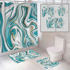 Комплект штора и 2 коврика для ванной комнаты SANTRADE "Абстракция-2"