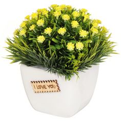 Цветок искусственный декоративный Композиция желтых цветов, в кашпо, 13 см, Y6-2063 No Brand