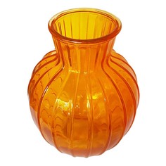 Ваза стеклянная декоративная NiNaGlass Белла настольная оранжевый 20 см