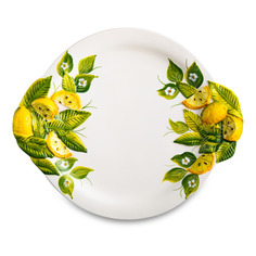 Тарелка для вторых блюд Edelweiss Лимоны и цветы 30 см белая