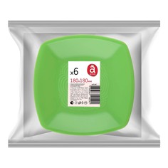 Тарелки одноразовые Actuel зеленые 18 см 6 шт