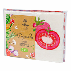 Полотенца Лен наш от Василисы Томат 50x70 разноцветные 3 шт