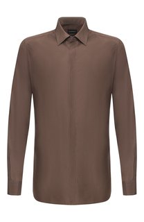 Рубашка из смеси шелка и хлопка Ermenegildo Zegna