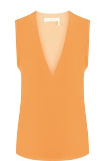 Однотонный шелковый топ с V-образным вырезом Chloé