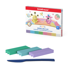 Пластилин Erich Krause Cosmic Monsters Pastel 8 цветов со стеком 144 г