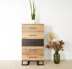 Комод Helvant с 5 ящиками LoftHouse Дуб табак Графит